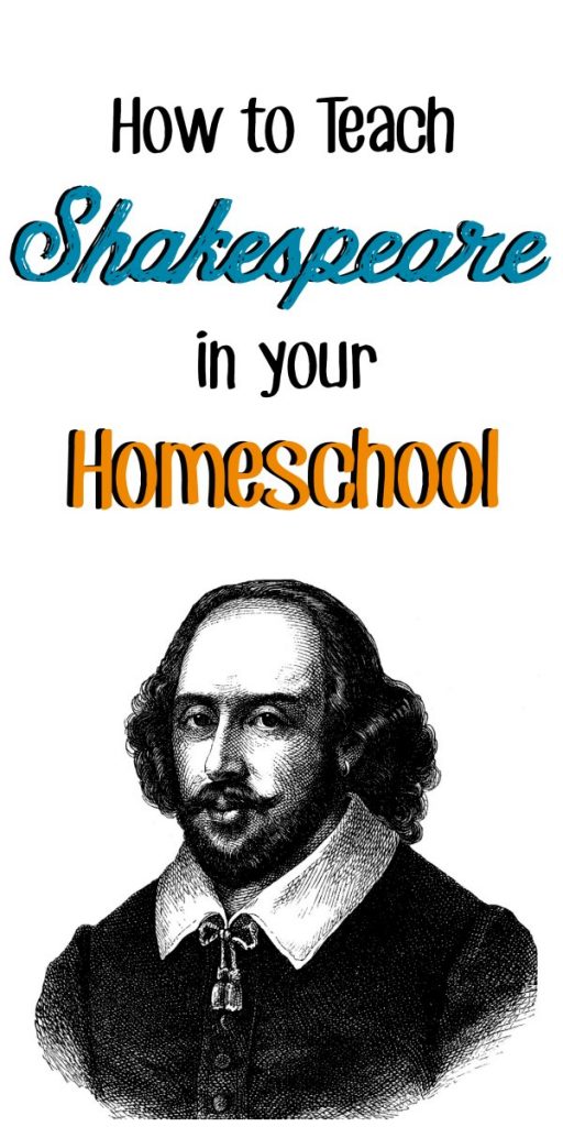 A black and white sketch of Shakespeare's bust with a text overlay that reads "How to Teach Shakespeare in your Homeschool"
