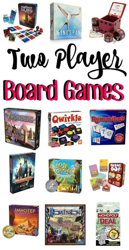 Collage of Board Games with the Text Overlay that reads "Two Player Board Games"